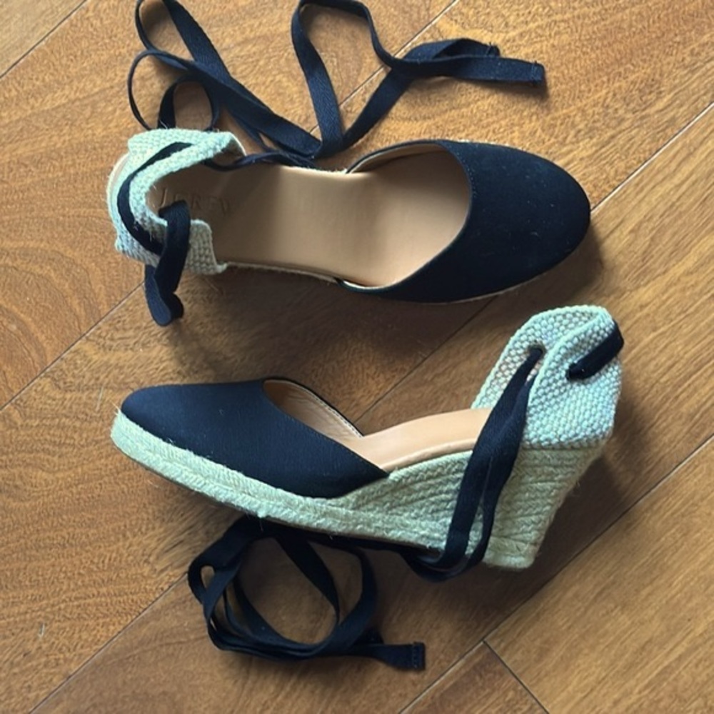 JCrew NWT Women’s Ankle Wrap Espadrille Wedges - Picture 2 of 7